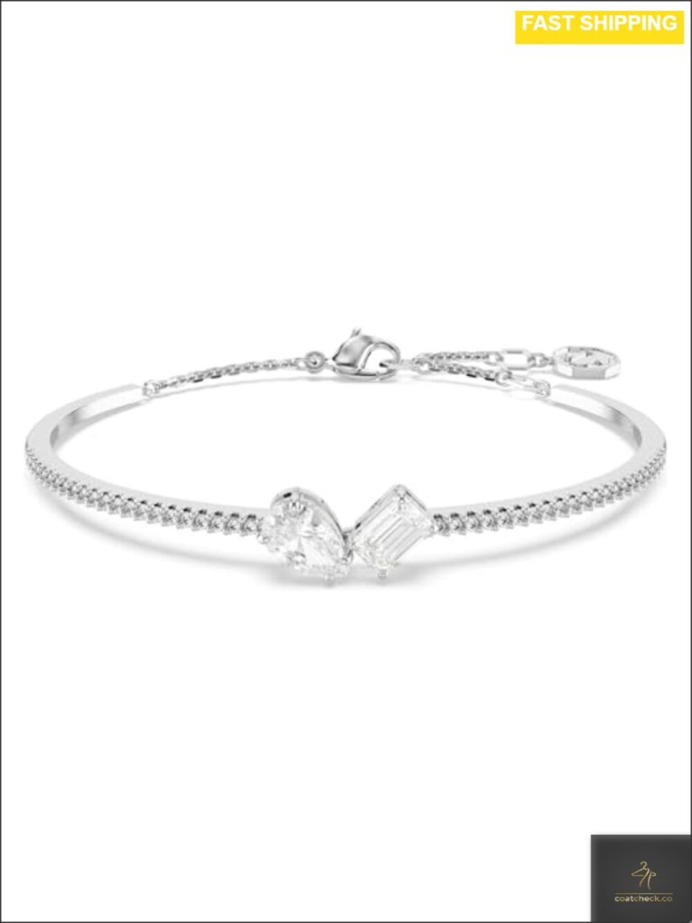 Mesmera Crystal Bangle Bracelet Rhodium Finish Statement Jewelry